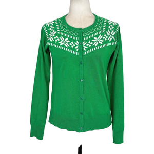 Kancy Kole green fair isle cardigan